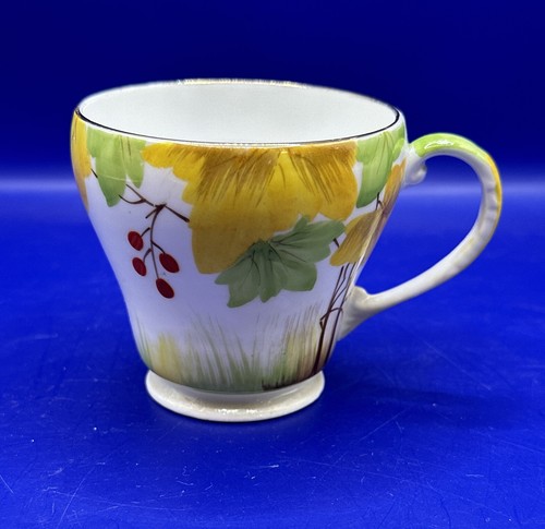 Taza de té y platillo Royal Grafton Demitasse hojas de otoño pintado a mano Inglaterra - Imagen 5 de 12
