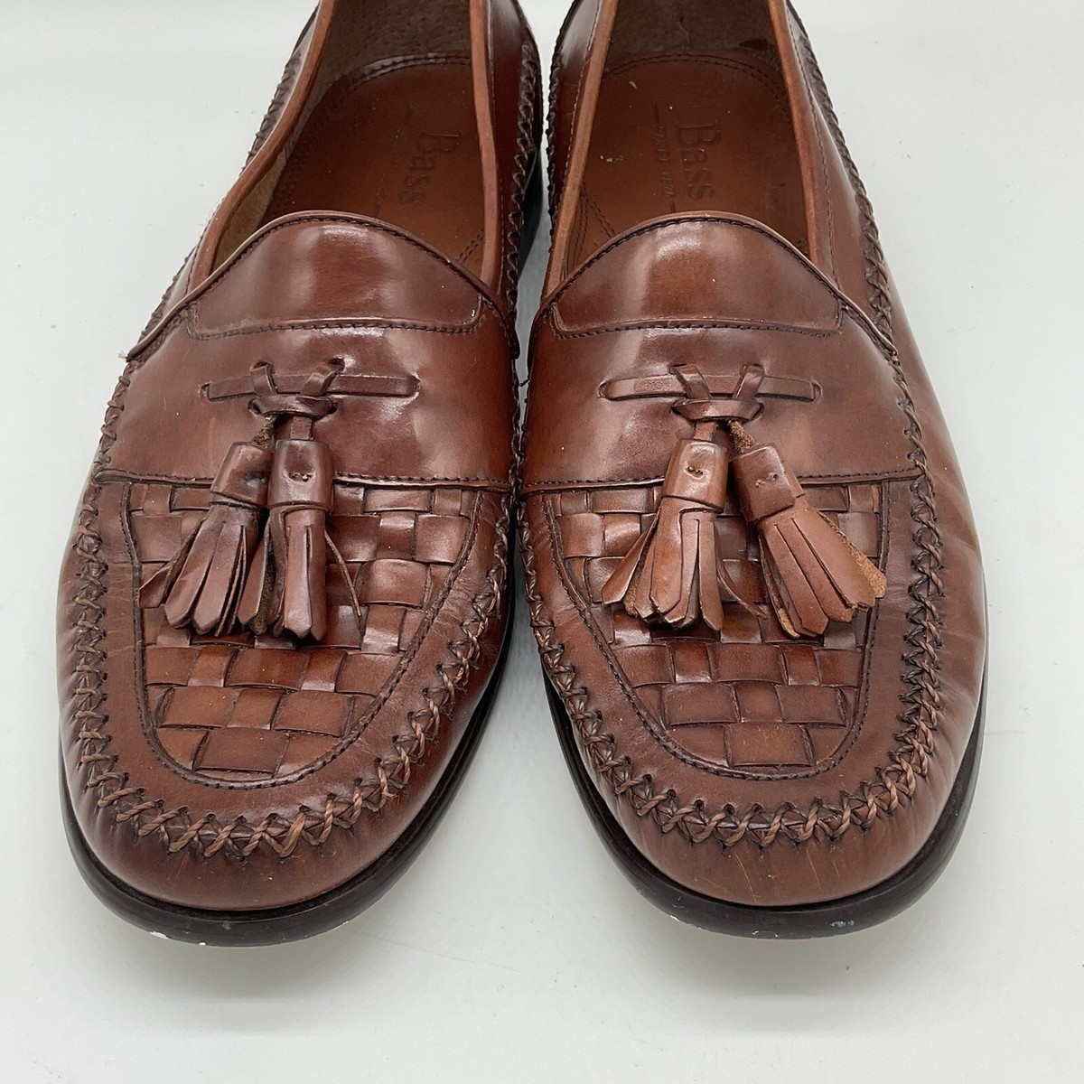Bass Mens Bellagio Dress Loafers 10M Leather Brown Woven  display picture 1