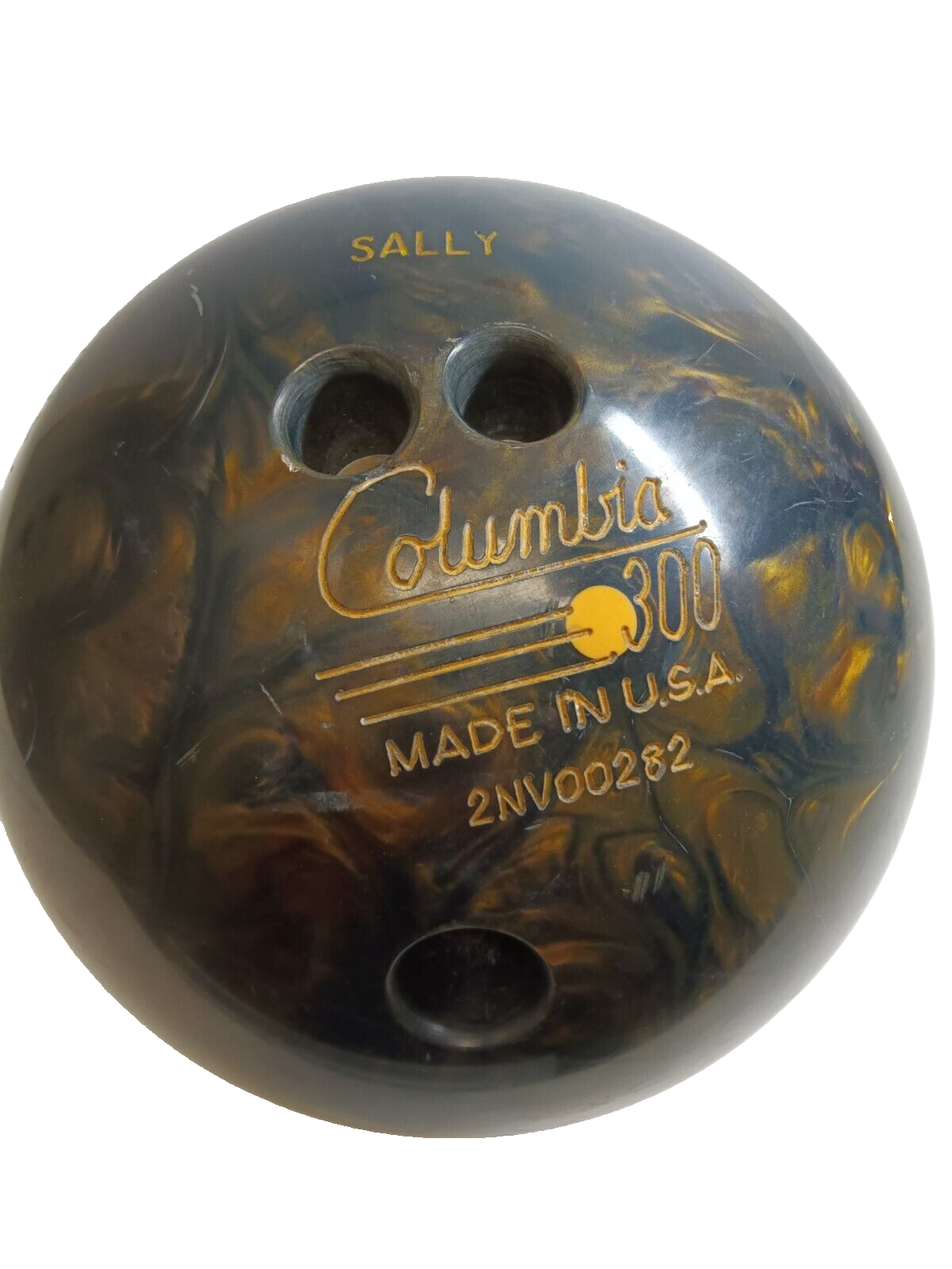 Columbia 300 Yellow Dot Bowling Ball Titanium Messenger Black Gold 11