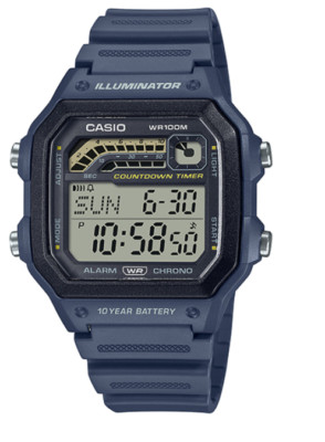 Casio Men's Quartz Navy Blue Resin Band Digital Wrist Watch WS-1600H-2AVCF