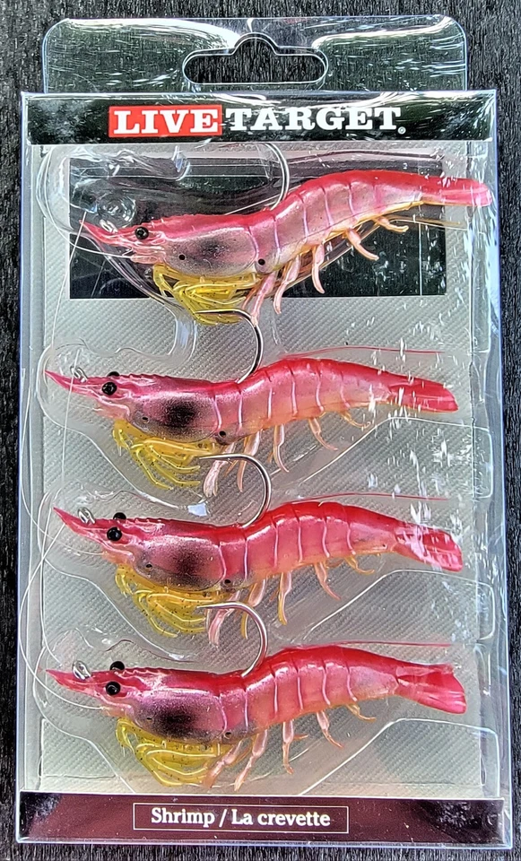 RARO Camarón Objetivo Vivo - Rosa (SSF75SK920) Aparejado - 3 Pulgadas - Cebo 1/4oz Foto 2 de 3