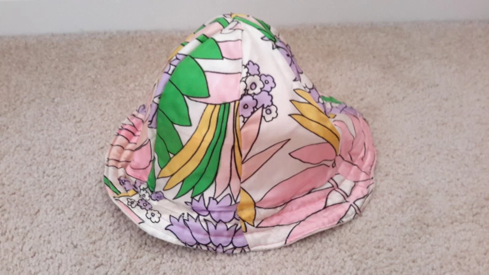 Sombrero de sol vintage Handsweing Bucket tamaño adulto retazos reversible usado Foto 4 de 4