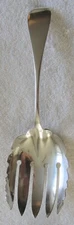 English Antique Durgin Sterling Silver Slotted Serving Fork