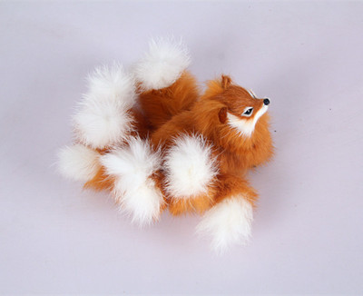 cute simulation nine-tails fox toy resin&fur yellow fox doll gift about