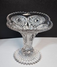 EAPG Westmoreland Deep Cut Glass Vase pinwheel 1917-1927? Sawtooth edge 7”