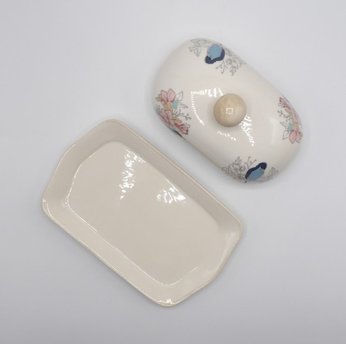 SHABBY CHIC LIDDED BUTTER DISH FLOWERS & BIRDS FARMHOUSE BRAND NEW - Picture 19 of 22