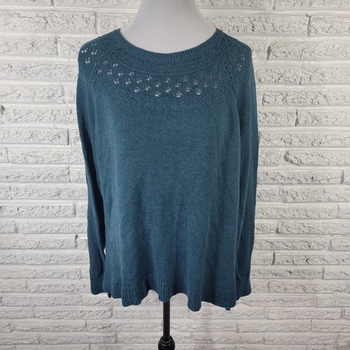 Sonoma Women Sweater Extra Large XL Pullover Long Sleeve Blue Cotton Blend Comfy