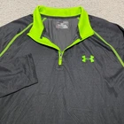 Under Armour Mens Medium Shirt Green Striped 1/2 Zip Pullover Heatgear L/S