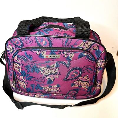 TAG SPRINGFIELD Purple Paisley Design Overnight Bag w/ Adjustable Strap