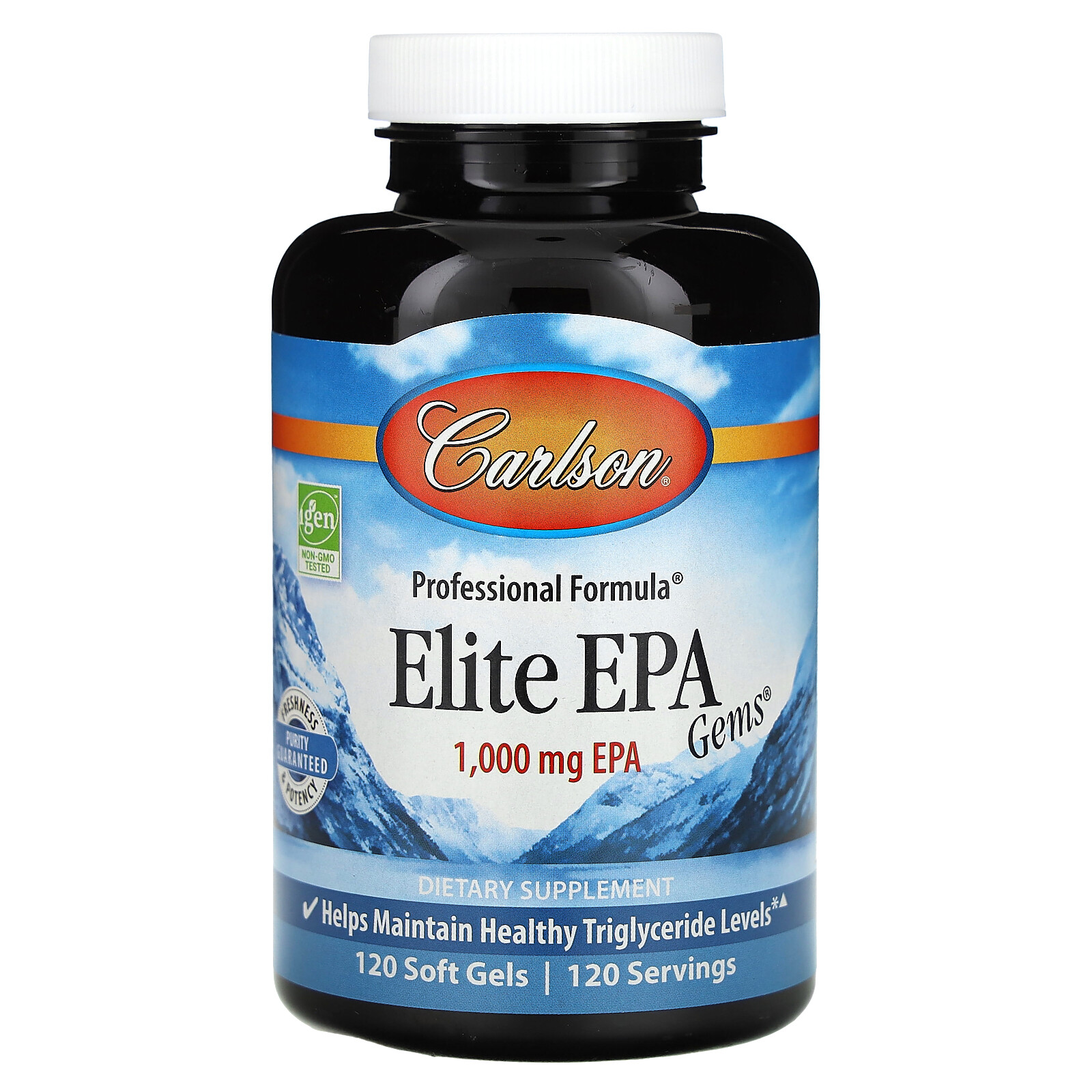 Carlson Labs Elite EPA Gems 1000 mg 120 Soft Gels CholesterolFree