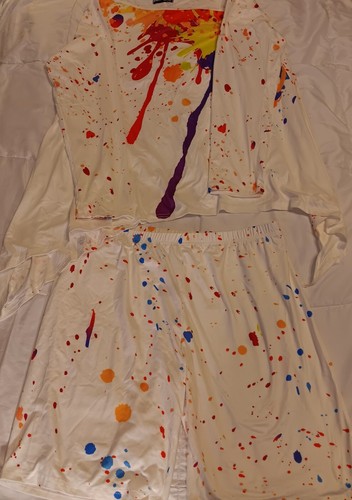 Shein Womens Multicolor Splattered Short Set Size XL - Picture 9 of 10
