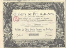 🚝🚝🚝    U13  - CIE DES CHEMINS DE FER GARANTIS DES COLONIES FRANCAISES  - A