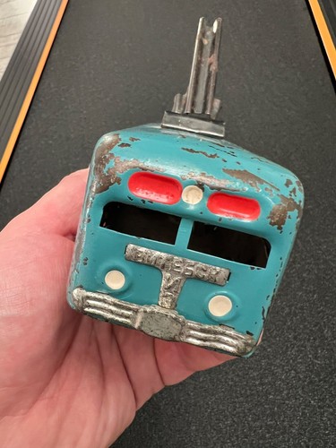ORIGINAL 1960s TOY ! russian sovet model Tram car Trolleybus metal wind-up vtg