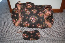 Vera Bradley Retired Rare Chocolate Pattern Duffel W/ Matching Cosmetic Purse