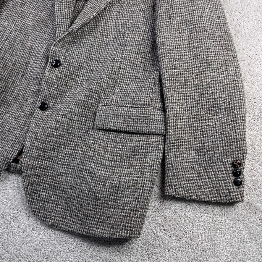 VINTAGE Harris Tweed Jacket Mens 44 Brown Wool Two Button Blazer Sport Coat - Image 4 of 4