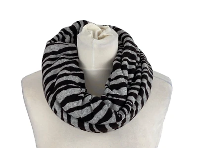 Schal Loop Tuch Damen Schwarz Grau Animal Print Zebra Winter Kuschelfell Boom It