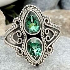 Green Tourmaline 925 Sterling Silver Ring - Size 7