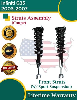 New OE Front Struts For 2003-2007 Infiniti G35 3.5L Coupe Lifetime Warranty