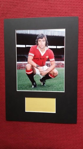 MANCHESTER UNITED LOU MACARI GENUINE SIGNED A3 MOUNTED PHOTO DISPLAY - AFTAL COA - Picture 3 of 5