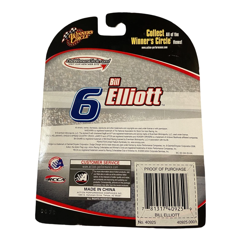Coche Bill Elliott #6 A Charlie Brown Christmas Hellman's 2006 Winners Circle 1:64 Foto 3 de 4