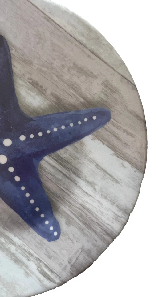 Juego de 4 platos de postre aperitivo estrella de mar melamina tidbit 6" casa de playa gris Foto 3 de 4