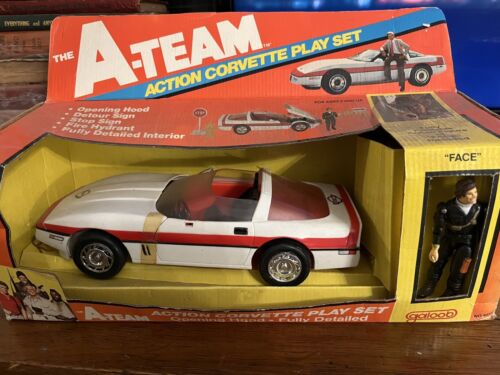 A-Team Action Corvette Play Set Galoob Boxed W Face Figure MISB 1983 Very Rare! - Afbeelding 1 van 1