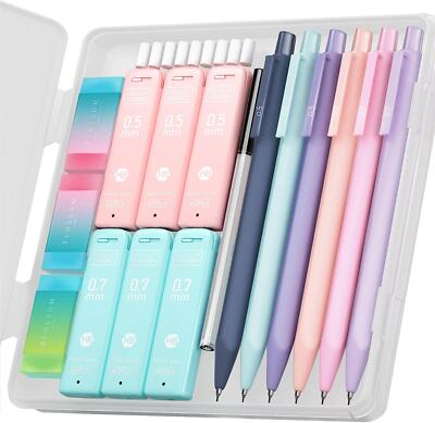 Süßes Druckbleistift Set, 6 Stück Pastell Druckbleistifte 0,5 mm und 0,7 mm mit