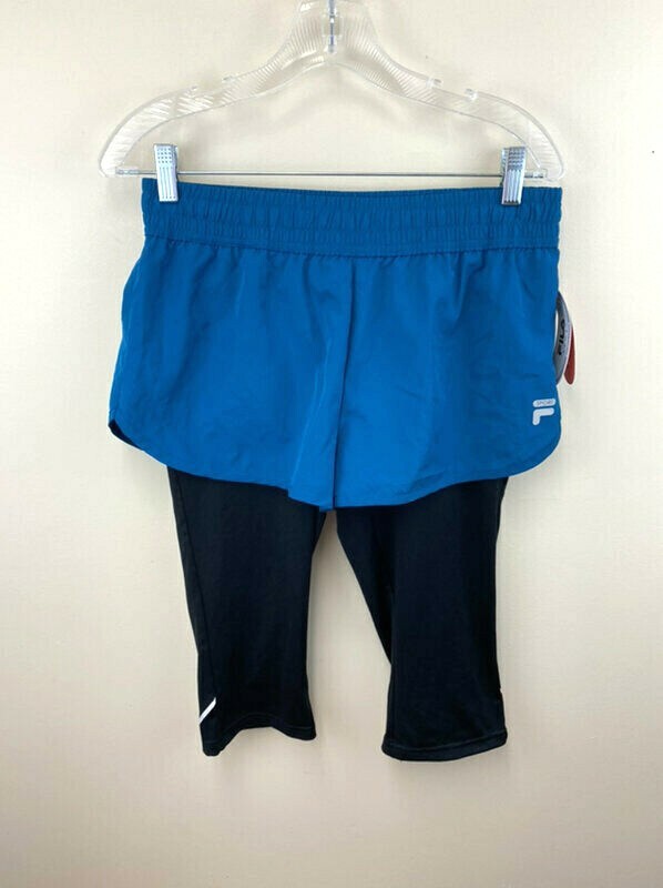 Pantaloncini da jogging Fila S nuovi con etichette con leggings Capri crop attaccati blu acqua nero
