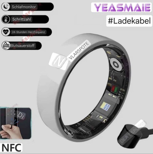 Inteligentny pierścień używany NFC biały rozmiar 8 wielofunkcyjny 5NATM wodoodporny ceramicznyDE - Zdjęcie 3 z 24