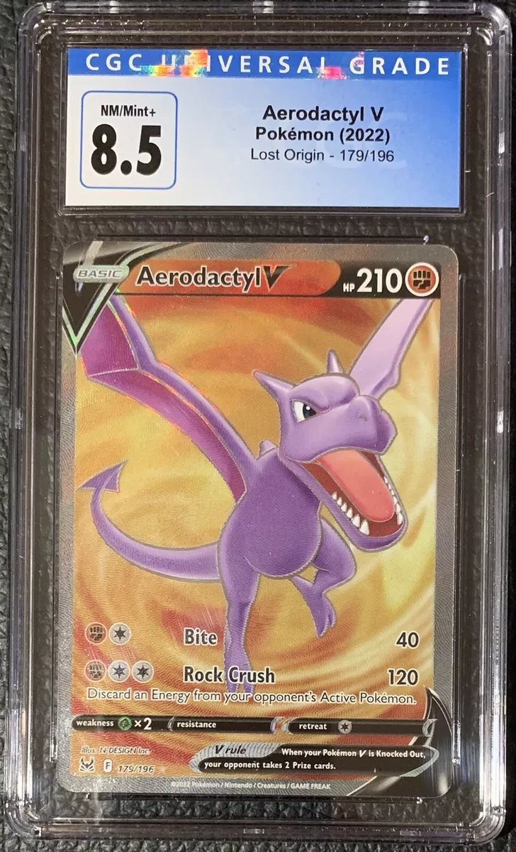 Aerodactyl V - 2022 Pokemon Lost Origin Full Art Holo 179/196 - CGC 8.5  NM/Mint+