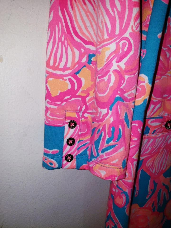 Womens Lilly Pulitzer Floral Colorful Dress 3/4 Sleeve Size Large L - Image 3 of 4