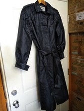 Weather Wise By Micki! Women's Size 11/12 Trench Rain Coat Belted Black Gothic