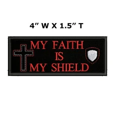 My Faith Is My Shield Embroidered Patch Iron-On Applique, Christian, Love Jesus
