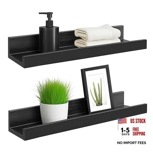 Floating Wall Shelves for Home Decor, Durable PS Material Shelf, Strong Black