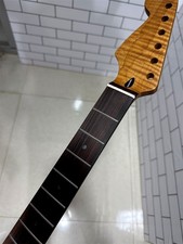 Reverse headstock Floyd Lock nut 22fret Roasted Flame Maple Guitar Neck Rosewood