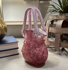 Vtg Murano Style Hand Blown Glass Purse Vase~ Heavy Piece~BEAUTIFUL!!