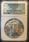 1986 S$1 American Silver Eagle NGC MS69 - First Year of Issue