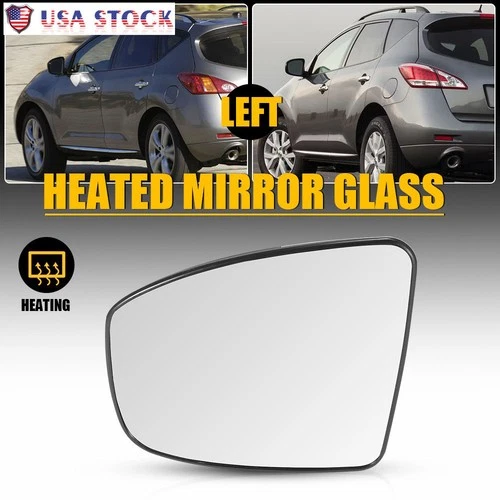 Front Driver Side Heated Mirror Glass w/ Back Plate Fits Nissan Murano 2009-2014