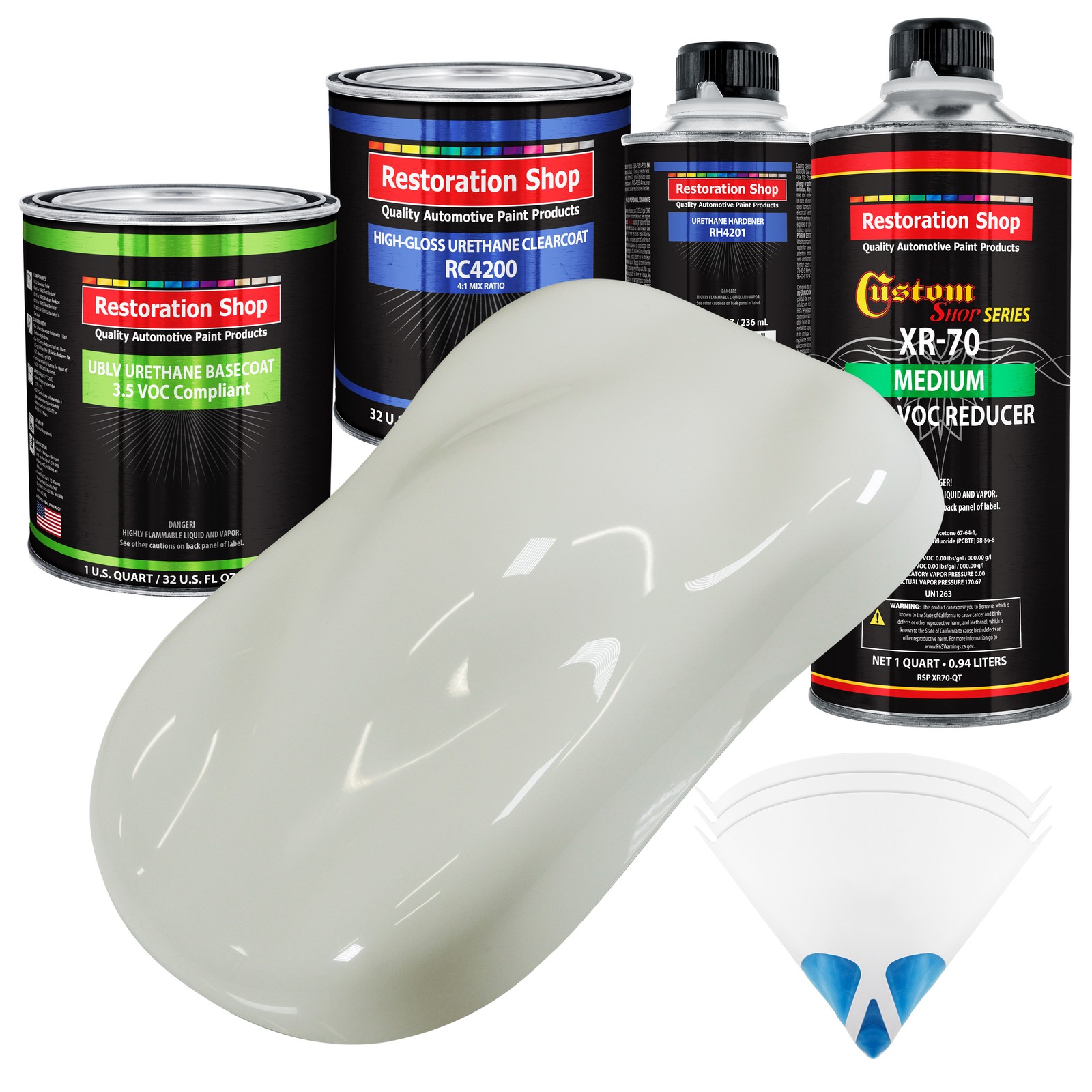 Ermine White Quart Kit Low VOC URETHANE BASECOAT Car Auto Body Paint Kit