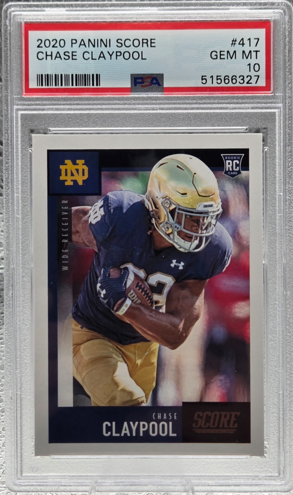 2020 Score CHASE CLAYPOOL Rookie RC Football Card PSA 10 GEM MINT view 1