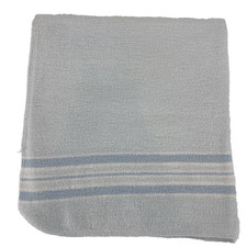 Vintage Hospital Baby RECEIVING BLANKET Blue w White Stripes Flannel