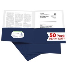 Zzrywuty 50 Packs Two Pocket File Folders with Business Letter, Blue-50pcs