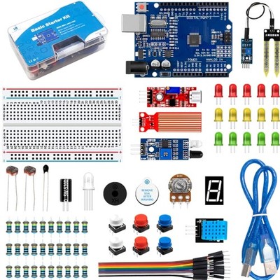 Beginner-Friendly R3 CH340 Starter Kit with Breadboard & Sensors for Arduino IDE