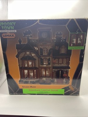 Lemax Spooky Town Greaves Manor Lighted Ghost House Halloween 2000