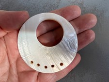 Huge Carved Mother Of Pearl MOP Sea Shell Pendant Tassel Macrame Belt Buckle 6cm