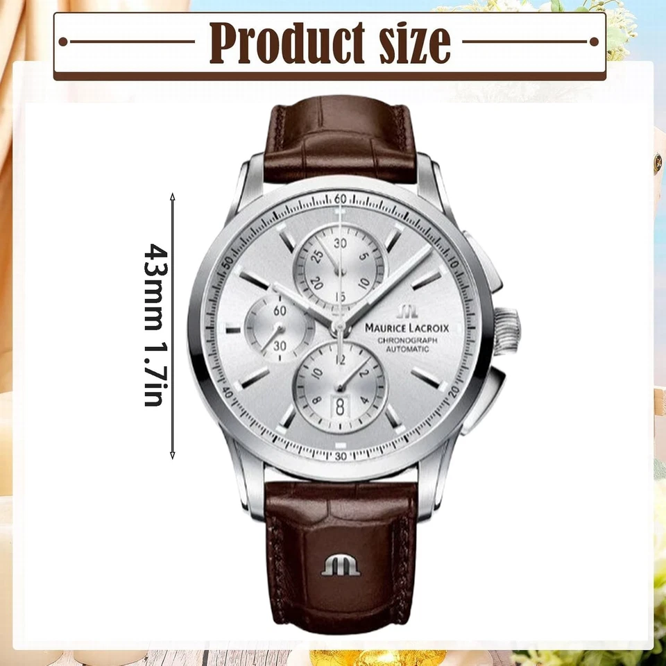 Maurice Lacroix Pontos Chronograph Automatic Watch ML 112 Day White Dial 1PC - Image 2 of 4