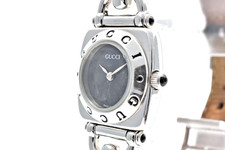 EXC 5 vintag GUCCI 6300L 22mm Black Dial Silver Quartz Women's Watch From JAPAN
