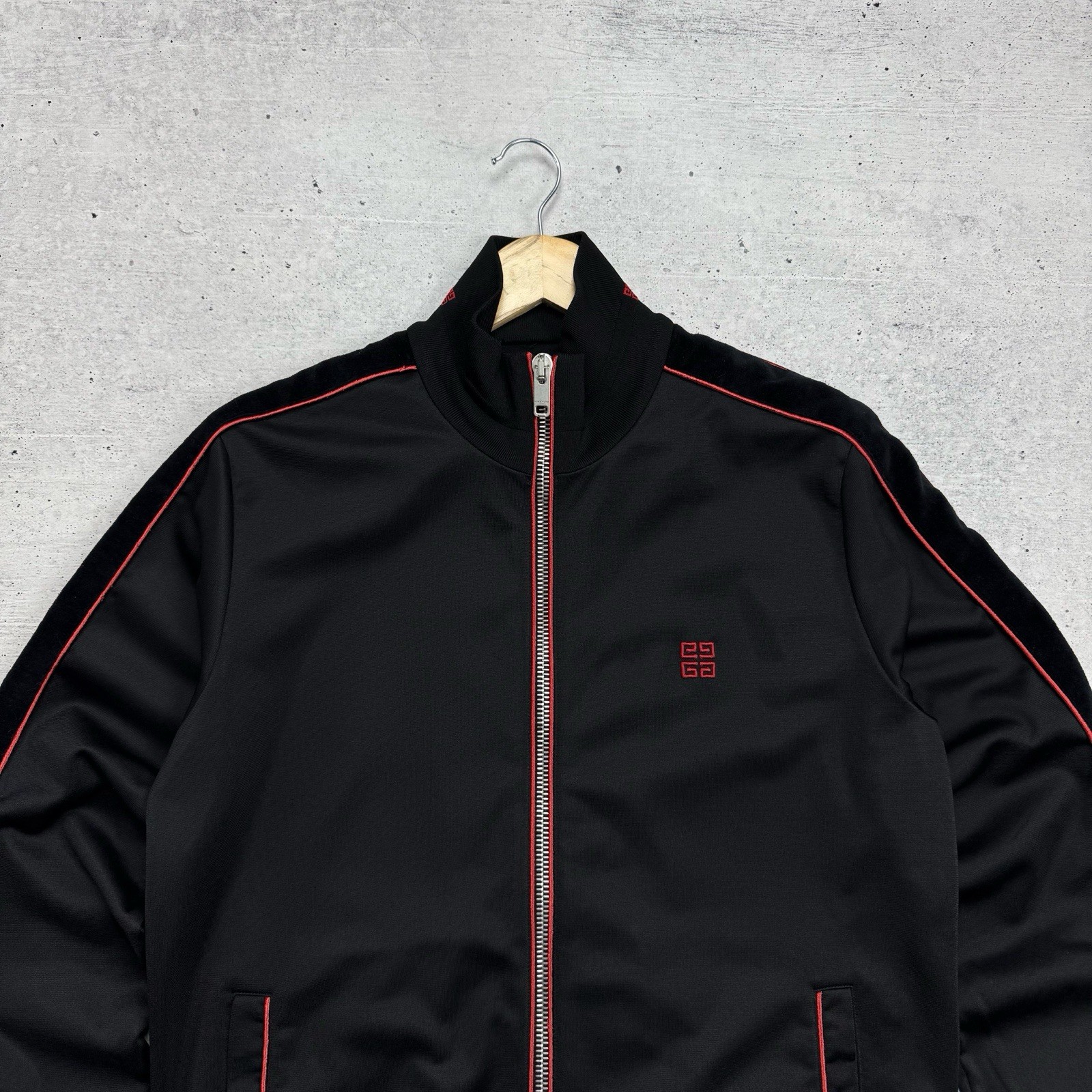 RRP 975£ Givenchy Tracksuit Tape Logo Bomber Black Jacket Velvet Stripe Size L thumbnail 2