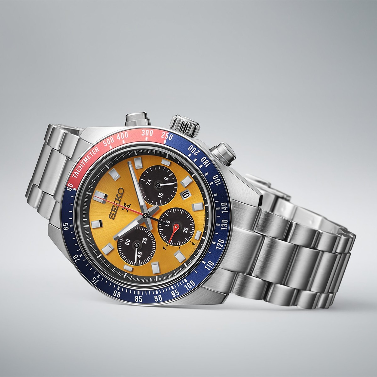 Seiko Prospex Speedtimer SSC947 Solar Orange Dial Date Display