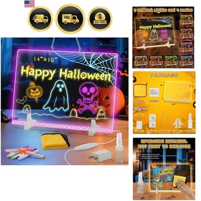 LED Drawing Board LED Light Up Whiteboard with 7 Colors 14x10 Acrylic Glow Board